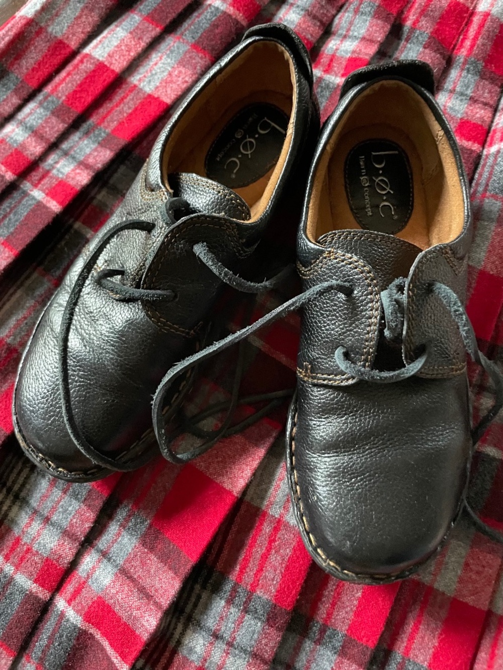 B.o.c. Born Concept Black Leather Lace Up Oxford Shoes Size 6